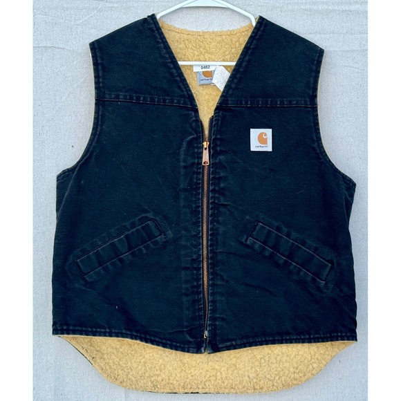 Carhartt Other - Carhartt Mens Black Sherpa Lined Duck Canvas Workwear Vest Large V02 BLK